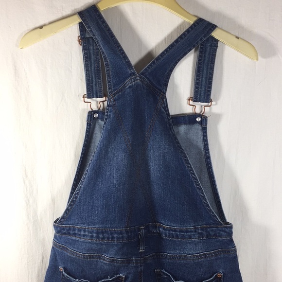 Denim Distressed Shortalls Size L/G  (11-13) - Picture 4 of 7